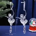 Elegant acrylic ballerina Christmas tree ornaments, set of 2 crystal clear figures, 16cm long - Ballerina Style A (HQZX17)