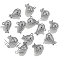 Polished silver stainless steel whale tail pendant DIY charm in 12mm size for necklaces - Fat Fish / Silver