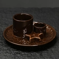 Minimalist ceramic aromatherapy holder set in dark brown glaze with star accessory - Calico