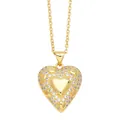 Exquisite gold heart necklace with micro-p鑲 ziconia crystals on a sleek link chain - Double Heart Style (C)