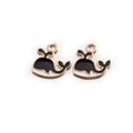 Colgantes de ballena en aleación negro, blanco y dorado para joyería DIY - Negro