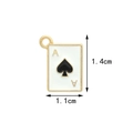 Golden Ace of Spades poker pendant charm with white enamel and 1.4cm size detail - Black Spade Small【1.1CM×1.4CM】