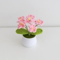 Handmade crochet pink forget-me-not flower in a white pot for home desktop decoration - Pink