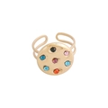 Bague ouverte dorée double couche avec incrustation de zircons multicolores - Style incrusté de zircone multicolore (4#)