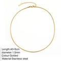 Minimalist 18K gold plated stainless steel snake chain necklace with adjustable closure - 1.5mm Round Snake Chain / Gold