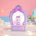 Carillon luce notturna gatto cartone animato viola con calda luce LED e decorazioni - Stile Toeletta del Gatto Viola (991-7) / A manovella / Viola