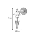 Silver titanium piercing labret with triangle gem and cone pendant, 11mm length - Triangle Cone Pendant (T2546-2# Silver)