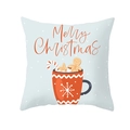 Detail showing a Christmas mug print with gingerbread and candy canes on pillowcase - 18x18 Inch / Light Blue Mug with Sweets Style (DRD314-14)