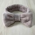Soft mauve coral fleece bow headband and wristbands set for skincare and makeup - Dark Coffee Headband 1pc