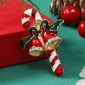 Christmas bell and candy cane brooch with colorful enamel and sparkling rhinestones - Candy Cane and Bell (WBR199)
