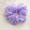 Minimalist purple oversized chiffon scrunchie with soft pleated texture and elastic tie - Purple