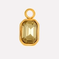 304 stainless steel gold pendant with emerald-cut yellow crystal gemstone charm - Gold/Yellow