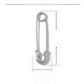 Macro shot of silver stainless steel safety pin earring with precise 33mm length detail - Silver Safety Pin Pendant