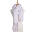 Thick light purple mohair scarf for women with soft plush texture and fringe tassels - Light Purple