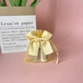 Translucent yellow organza gift bag with a sweet matching ribbon drawstring and bow - 9*12cm / Gold