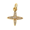 Minimalist gold cross pendant featuring sparkling crystal inlay and top connection loop - 11 Cross Zirconia Style D