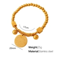 Bracciale a sfere in acciaio inossidabile placcato oro 18k con ciondoli tondi e campanelli - Oro