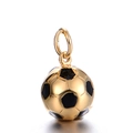Goldener Fußballanhänger Halskette aus Titanstahl mit klassischen schwarzen Sechsecken - Nur Anhänger (Keine Kette) / Nur goldener Anhänger