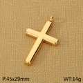 Gepolijste gouden roestvrijstalen kruishanger 45x29mm voor heren en dames - Alleen Hanger / Goud