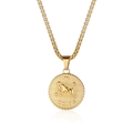 Aries zodiac coin necklace in gold finish with 3D embossed ram pendant on white background - Aries Style (LP1122) / Gold