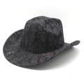 Schwarzer Cowboyhut mit grauen Totenkopfmustern und rotem Glitzer für Halloween-Partys - M (56-58cm) / Schwarz