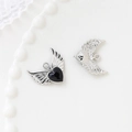 Silver bow alloy pendant with black heart zircon for DIY jewelry bracelets and necklaces - 16# Heart-Black