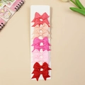 Set of 10 solid color ribbon bow hair clips in coral pink and red shades on white card - Coral Orange Magenta Pink Dark Red (#29)