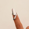 Adjustable silver tone nail ring for women featuring minimalist streamline design - Streamline Polished Armor Ring (9440)