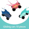 Set of 10 colorful gliding toy cars with paint splash design for boys and girls - 10 Replacement Gliding Cars Only