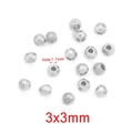 Perles d'espacement facettées 3x3mm en acier inoxydable argenté avec trou de 1,1mm pour DIY - 3mm / Couleur Acier