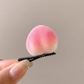 Grappige roze perzik haarclip met zachte gevlokte textuur en zwarte metalen eendenbekspeld - 1# Perzik