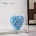 Sky blue heart-shaped rose candle with ribbon bow and 9x5x8.5cm size details - Style B / Blue