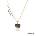 18K gold plated necklace with blue crystal teddy bear pendant on white background - Blue Rhinestone