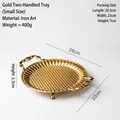 Small gold iron round tray with decorative handles and woven texture finish - Gold Double-Ear Tray - Small