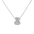 Silver balloon letter Z pendant necklace with sparkling cubic zirconia on box chain - Letter Z / Silver