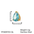 Light blue teardrop zircon pendant in gold stainless steel for jewelry making - March Light Blue