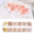Mix di borchie per nail art in oro argento e oro rosa in una scatola a 12 scomparti - Scatola Lunga in Lega 05#(F773-5)
