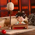 Tang Dynasty girl figurine playing guqin with plum blossom lamp, 7x4.5x10cm resin ornament - 4d Yaqin / Ancient Style Ornament Series