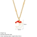 Gold stainless steel necklace with red and white Santa moon pendant for Christmas - Moon Style (G29)