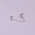 Silver chain earring with round and marquise zircon studs in stainless steel - 5# Crown Style / Silver