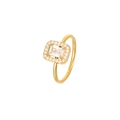 Anillo halo dorado con una circona rectangular de corte esmeralda como pieza central - US 7 / Oro-Circón Blanco
