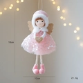 Angelo natalizio di peluche rosa con ali di paillettes e altezza di 18 cm - Rosa