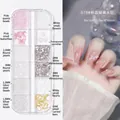 Pink crystal butterfly nail art set with mixed pearls and charms in 12-grid storage box - 078-Pink Crystal Butterfly Rhinestone