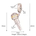Gold plated copper microphone pendant with white zircon micro-inlay for DIY jewelry - White Gold Microphone