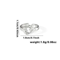 Silver titanium steel open ring with double dolphin design and product dimensions - TYR0436 / Silver Double Dolphin