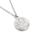 Collana in acciaio inossidabile argento con ciondolo tondo madre e bimbo in rilievo - Stile Color Acciaio (KN226371-Z)