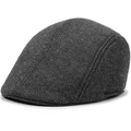 Detailed view of the dark grey herringbone fabric texture on this classic beret cap - One Size 58cm / Twill Black