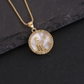 Detailed close-up of 18K gold zodiac necklace with shell inlay and sparkling crystals - 6#Virgo