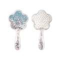 Floral-shaped paddle brush with holographic sequins and blue tipped bristles - Air Cushion Comb / Blue