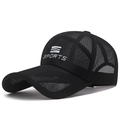 Berretto da baseball da uomo in rete nera con tesa lunga e logo sportivo bianco - Regolabile / Nero